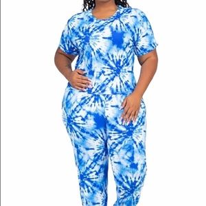 (1X) PLUS SIZE TIE DYE JOGGER PANT SET